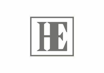 Grey HE initial letter in square