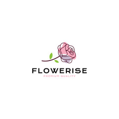 roses flower logo vector icon illustration line outline style