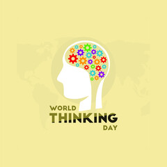 World Thinking Day Poster Design with Vector Shapes and World Map Background