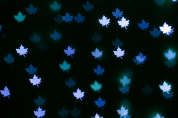 Beautiful maple leaf shaped lights on dark background