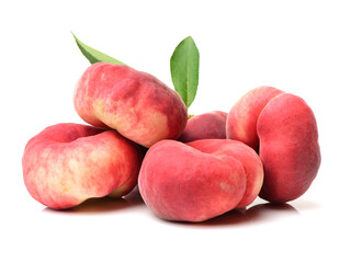 chinese flat peaches on white background