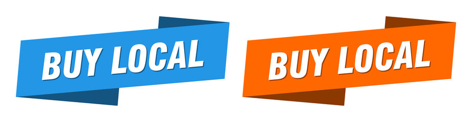 buy local banner. buy local ribbon label sign set
