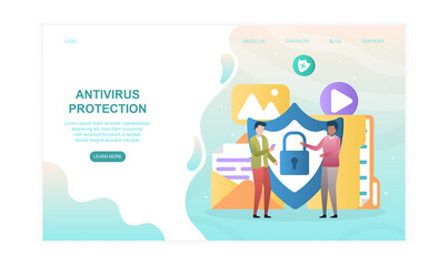 Antivirus protection abstract concept. Flat cartoon vector illustration. Website, web page, landing page template