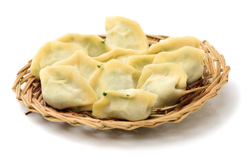 Chinese dumplings on white background