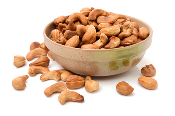 cashew nuts on white background 