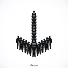 Large group of people in the shape of arrow. Way to success business concept. Vector illustration