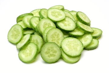 Fototapeta na wymiar sliced cucumber isolated on white background