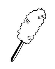 Duster doodle. Dust cleaning broom doodle icon. Hand drawn dust cleaning broom. Doodle stock vector illustration element for posters and stickers design. Isolated on white background.