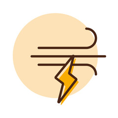 Wind lightning vector icon. Weather sign