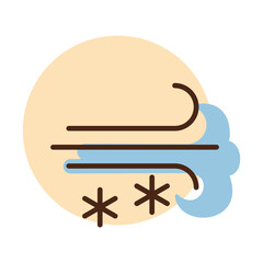 Wind snow snowstorm vector icon. Weather sign