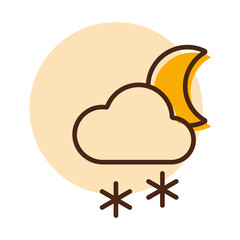Cloud with snow moon vector icon. Weather sign