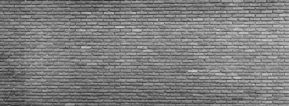 Fototapeta Old Gray brick wall textured background.  a high resolution panoramic image