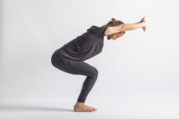 (14-104) half fierce or chair Pose (Ardha Utkatasana) Yoga Posture (Asana)