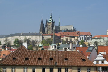 Obraz premium Prague, Czech Republic: panorama with partial view of St. Vitus's Cathedral
