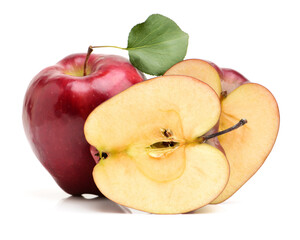 red apple and half of apple