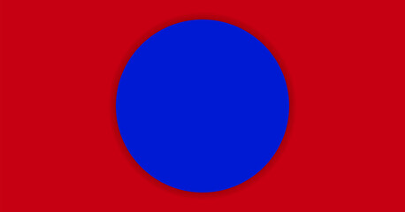 simple circle blue on red background for banner, copy space, paper circle blue color and red for background