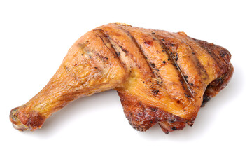 roasted chicken leg isolated on white background