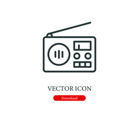 radio icon vector icon. Editable stroke. Symbol in Line Art Style for Design, Presentation, Website or Apps Elements, Logo. Pixel vector graphics - Vector