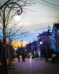 street view at winter blue hour in Anapa, Russia