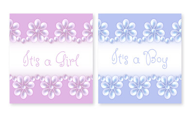 Baby announcement card design with pearl