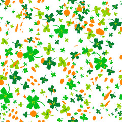 St Patrick s Day background. Seamless shamrock pattern. Ireland symbol pattern. Vector