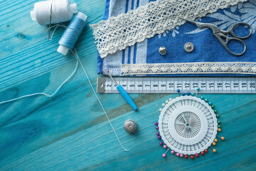 colorful set of needles for basting