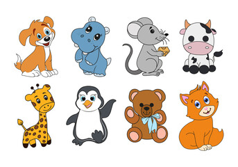 Obraz na płótnie Canvas Cartoon animals. set of animals Vector illustration