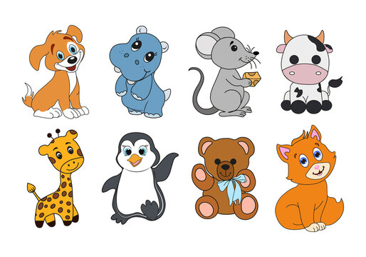 
Cartoon animals. set of animals Vector illustration