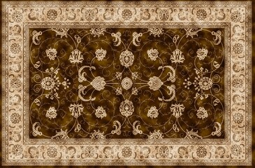 Carpet Vintage Style Tribal pattern with distressed texture and effect
