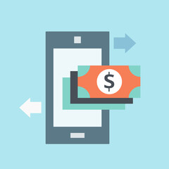 Secure mobile transactions concept. Flat vector illustration