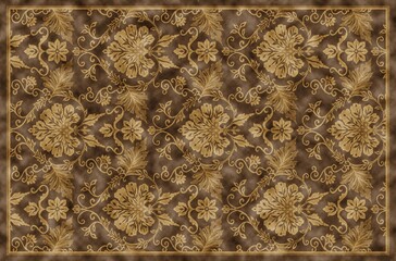 Carpet Vintage Style Tribal pattern with distressed texture and effect
