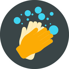 Hand washing icon on brown background. Royalty free and fully editable. 