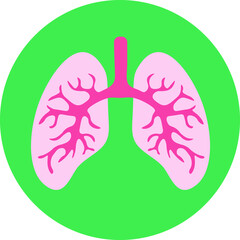 Obraz premium Lungs icon on green background. Royalty free and fully editable.