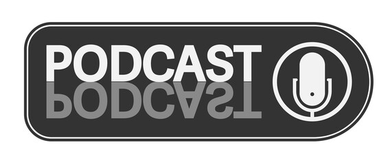 podcast logo with recording microphone symbol vector illustration