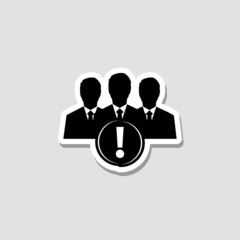 Management sticker icon with exclamation mark