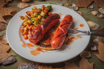 Still life- the bratwurst on the grill