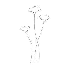 Vector doodle branch. Silhouette of flowers