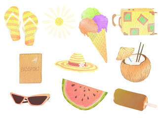 a summer set of isolated illustrations