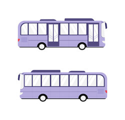 Bus with two doors. Side view. Cartoon, flat style vector illustration. City public transport, modern omnibus isolated on white.  © Alina Mosinyan