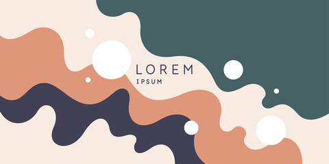 Postcard with the text the best holiday. Simple minimalistic abstract background with wavy and geometric shapes.