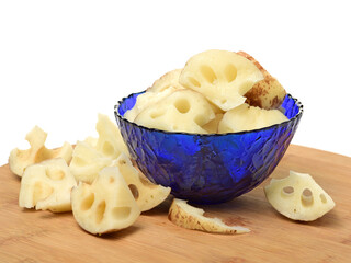 Lotus root on the white background 