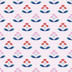Modern Scandinavian Floral Pattern Background. Orange and Pink Print.