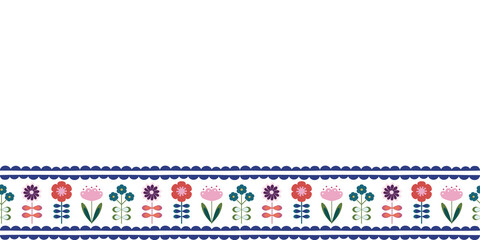 Scandinavian Folk Art Seamless Border and Frame