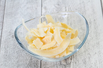 Coconut dry chips in the bowl