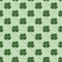 Four Leaf Clovers Seamless Pattern Background Print