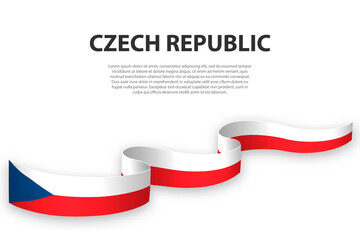 Waving ribbon or banner with flag of Czech Republic.