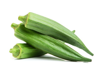 Fresh young okra isolated on white background