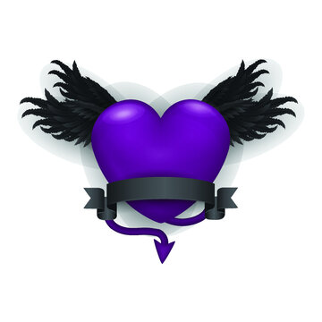 two color devil heart with wings vector icon from shapes concept. isolated blue devil heart with wings vector sign symbol can be use for web, mobile and logo