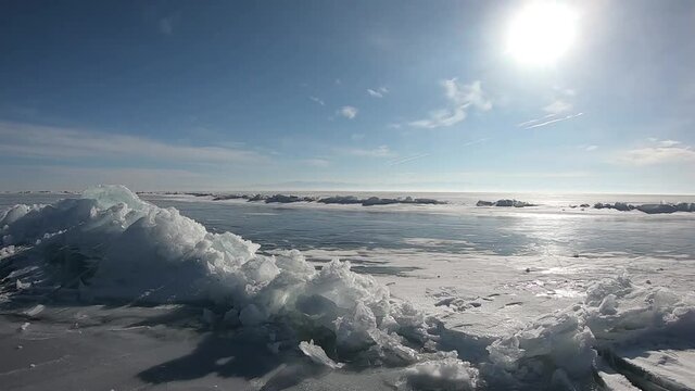 Lake Baikal frozen in winter