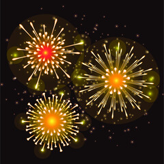 Firework display in the night sky
colorful fireworks vector on dark blue background with sparking bokeh